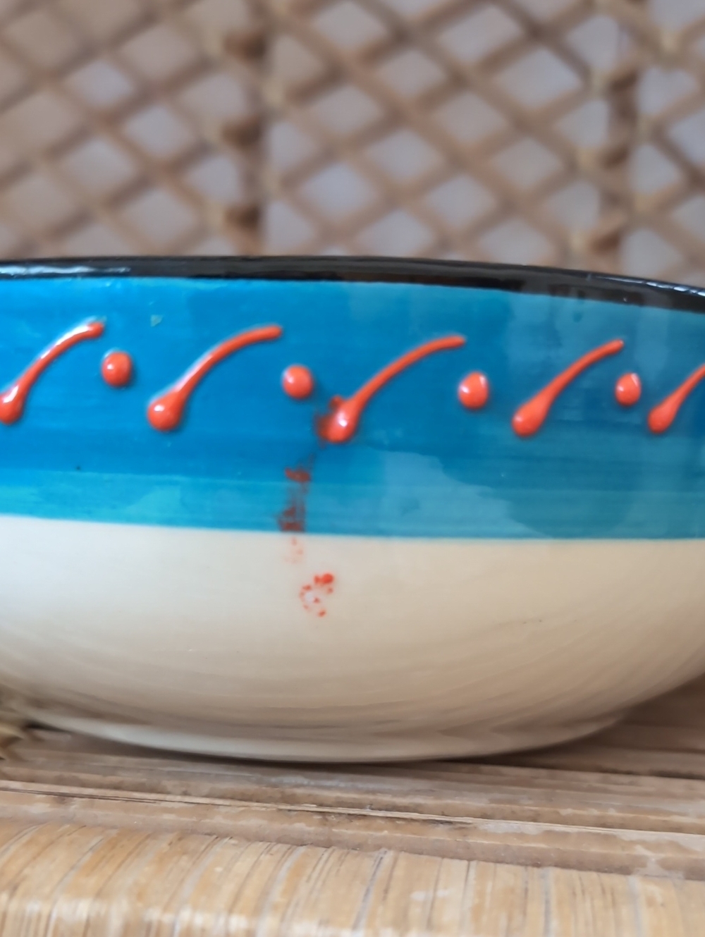 El Poyeton Hand-Painted Ceramic Decorative Bowl - Cream & Blue Multicolor - Picture 12 of 12